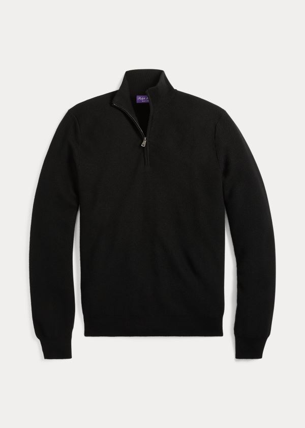 Ralph Lauren Piqué Merino-Cashmere Striktrøje Herre Danmark (LPBGF5327)